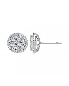 1.01CT VS/EF Round Diamond Cluster Earrings