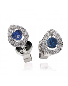 0.65CT VS/FG Round Blue Sapphire & Diamond Cluster Earrings