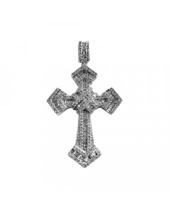 1.50ct VVS/G Baguette & Round Cut Diamond Cross Pendant