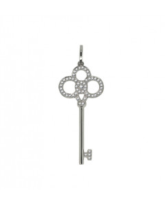 0.30ct VVS2/EF Pave Set Round Diamond Key  Pendant