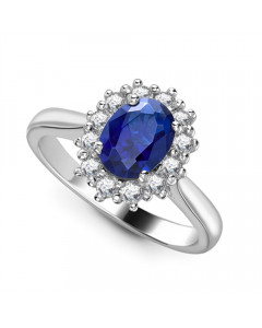 1.20ct VS/EF Oval Blue Sapphire & Diamond Halo Ring