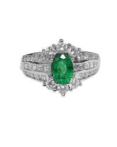 1.60ct VS/FG Emerald Gemstone & Diamond Halo Ring