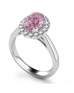 0.85ct VS/EF Oval Pink Sapphire & Diamond Halo Ring