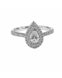 0.50ct VS/FG Pear Cut Diamond Double Halo Side Diamond Ring