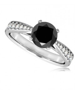 0.50ct VS/EF Black Diamond Shoulder Set Engagement Ring