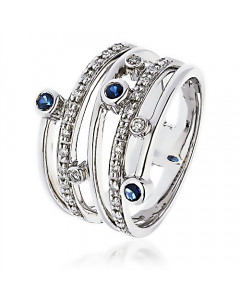 0.40CT VS/EF Blue Sapphire & Diamond Dress Ring