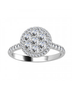 1.00CT VS/EF Round Diamond Cluster Ring