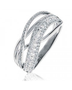 0.60 VS/EF 0.60Ct Elegant Round Diamond Cross Over Dress Ring