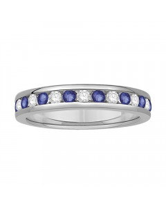 0.50ct  VS/EF Blue Sapphire And Diamond Eternity Ring