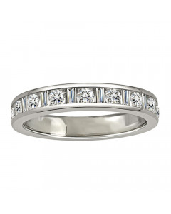 0.33CT VS/EF Round Diamond & Baguette Eternity Ring