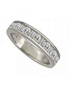 0.75CT VS/EF Round Diamond & Baguette Eternity Ring