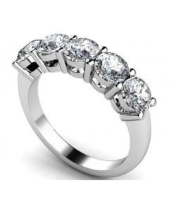 1.00ct VS/DE 5 Stone Round Lab Grown Diamond Half Eternity Ring