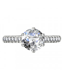 1.00 VS2/F Round Diamond Shoulder Set Engagement Ring