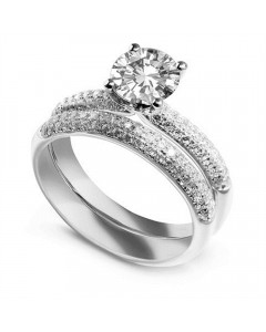 1.00ct I1/H Round Diamond Shoulder Set Ring With Matching Band