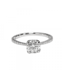 1.10ct SI1/E Round Diamond Shoulder Set Engagement Ring