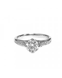 1.30ct SI2/G Round Diamond Shoulder Set Engagement Ring