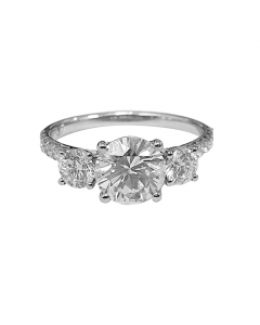 2.29ct VS2/G Round Cut Designer 3 Stone Diamond Engagement Ring