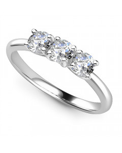 0.75ct SI2/G Round Trilogy Ring in Platinum