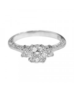 1.00ct SI2/D Round Diamond Trilogy Vintage Ring